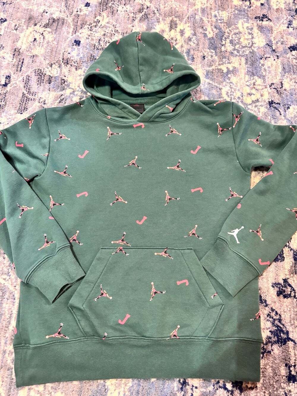 Jordan Green Jumpman All-Over Print Fleece Pullover Hoodie
